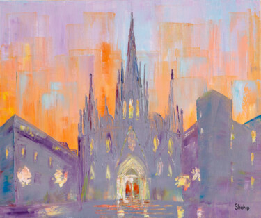Pittura intitolato "Sunrise. Catedral d…" da Natalia Shchipakina, Opera d'arte originale, Olio