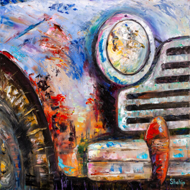 Painting titled "Old Ride" by Natalia Shchipakina, Original Artwork, Oil Mounted on Wood Stretcher frame