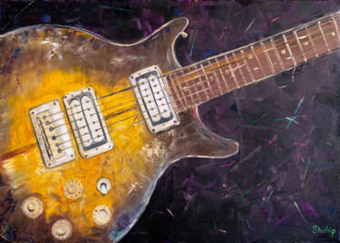 Painting titled "While My Guitar Gen…" by Natalia Shchipakina, Original Artwork, Oil Mounted on Wood Stretcher frame