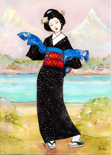 Peinture intitulée "Geisha. Woman of Cu…" par Natalia Shchipakina, Œuvre d'art originale, Huile Monté sur Châssis en bois