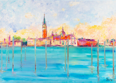 Painting titled "Venice. City of Wat…" by Natalia Shchipakina, Original Artwork, Oil Mounted on Wood Stretcher frame