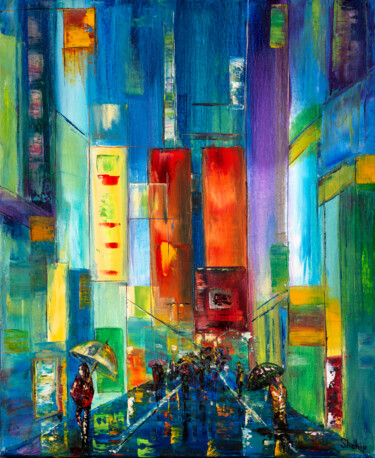 Pintura titulada "Tokyo in Neon Light" por Natalia Shchipakina, Obra de arte original, Oleo