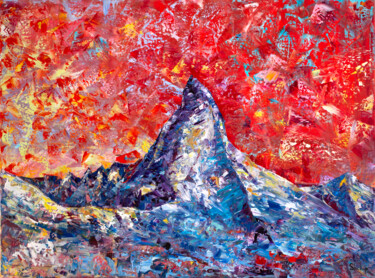 Malerei mit dem Titel "Mountain Matterhorn…" von Natalia Shchipakina, Original-Kunstwerk, Öl