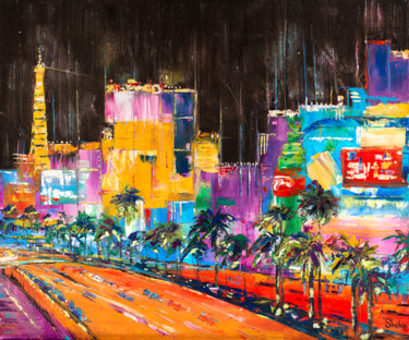 Malerei mit dem Titel "Neon Las Vegas. Nev…" von Natalia Shchipakina, Original-Kunstwerk, Öl