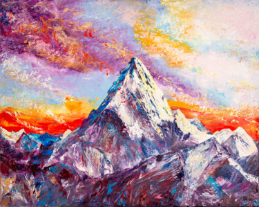 Pittura intitolato "Everest" da Natalia Shchipakina, Opera d'arte originale, Olio
