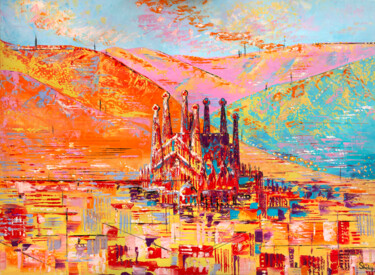 Pintura intitulada "Golden Barcelona" por Natalia Shchipakina, Obras de arte originais, Óleo