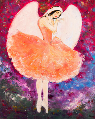 Pintura titulada "Angel Ballerina" por Natalia Shchipakina, Obra de arte original, Oleo Montado en Bastidor de camilla de ma…