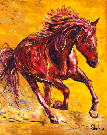 Painting titled "Racehorse" by Natalia Shchipakina, Original Artwork, Oil
