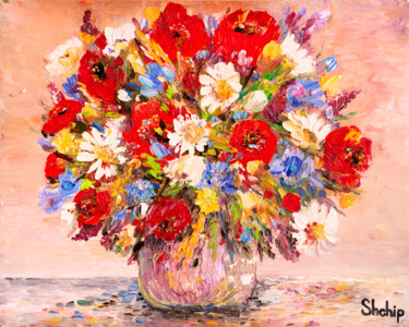 Painting titled "Bouquet of Сolorful…" by Natalia Shchipakina, Original Artwork, Oil
