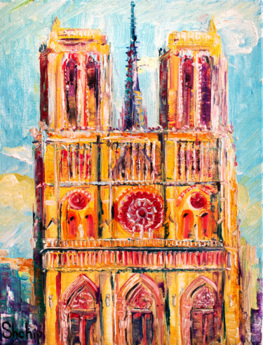 Schilderij getiteld "Notre-Dame de Paris" door Natalia Shchipakina, Origineel Kunstwerk, Olie Gemonteerd op Frame voor houte…