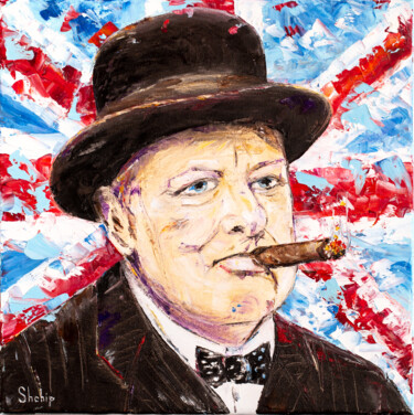 Painting titled "The Greatest Briton…" by Natalia Shchipakina, Original Artwork, Oil Mounted on Wood Stretcher frame