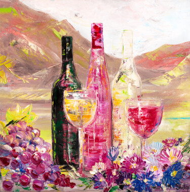 Pintura intitulada "Wines. The Taste of…" por Natalia Shchipakina, Obras de arte originais, Óleo Montado em Armação em madei…