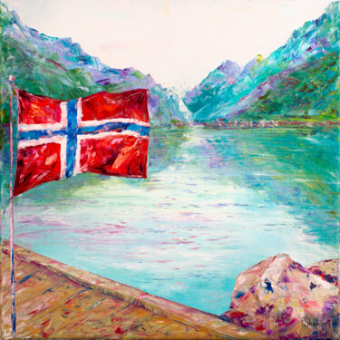 Pintura titulada "Norwegian Fjord" por Natalia Shchipakina, Obra de arte original, Oleo Montado en Bastidor de camilla de ma…