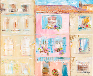 Картина под названием "Lovely Houses. Spain" - Natalia Shchipakina, Подлинное произведение искусства, Масло Установлен на Де…