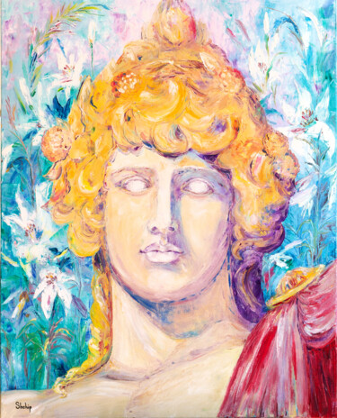 Painting titled "Dionysus and Lilies" by Natalia Shchipakina, Original Artwork, Oil