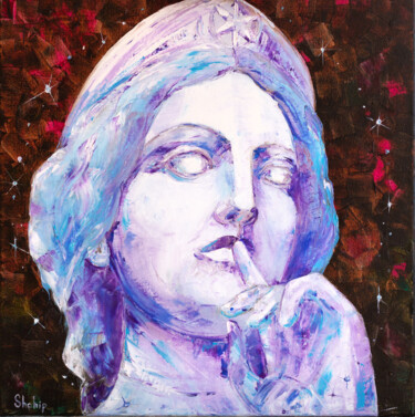 Painting titled "Be Quiet" by Natalia Shchipakina, Original Artwork, Oil Mounted on Wood Stretcher frame