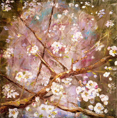 Painting titled "Bloom" by Natalia Shchipakina, Original Artwork, Oil Mounted on Wood Stretcher frame