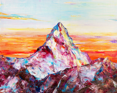 Painting titled "Many-Faced Everest" by Natalia Shchipakina, Original Artwork, Oil Mounted on Wood Stretcher frame