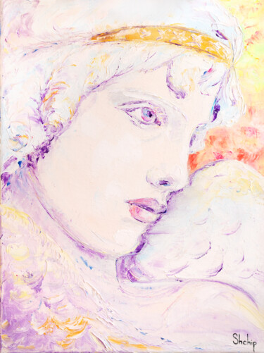 Картина под названием "The Angel" - Natalia Shchipakina, Подлинное произведение искусства, Масло Установлен на Деревянная ра…