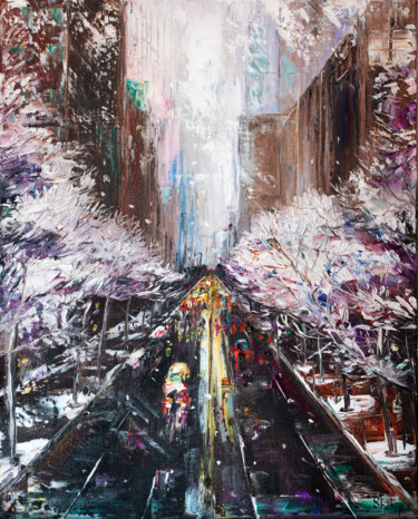 Painting titled "When It Snows in Ne…" by Natalia Shchipakina, Original Artwork, Oil