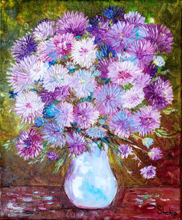 Painting titled "Bouquet of Autumn C…" by Natalia Shchipakina, Original Artwork, Oil Mounted on Wood Stretcher frame