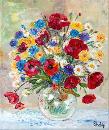 Картина под названием "Summer Wildflowers…" - Natalia Shchipakina, Подлинное произведение искусства, Масло Установлен на Дер…