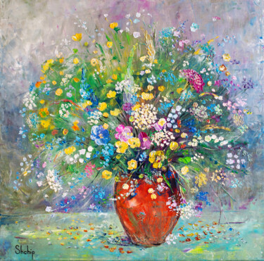 Painting titled "Bouquet of Forest B…" by Natalia Shchipakina, Original Artwork, Oil