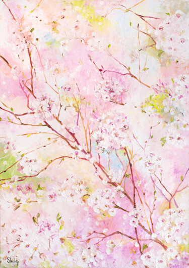 Painting titled "Sakura. Tenderness" by Natalia Shchipakina, Original Artwork, Oil