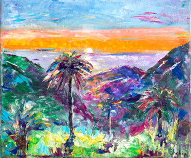 Pintura titulada "Canarian Landscape" por Natalia Shchipakina, Obra de arte original, Oleo Montado en Bastidor de camilla de…