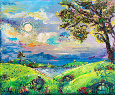 Pintura intitulada "The Hobbit's Home" por Natalia Shchipakina, Obras de arte originais, Óleo