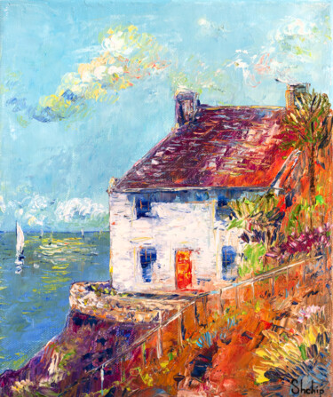 Картина под названием "House On The Bay" - Natalia Shchipakina, Подлинное произведение искусства, Масло Установлен на Деревя…