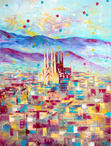 Painting titled "Barcelona. Spring" by Natalia Shchipakina, Original Artwork, Oil