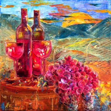 Картина под названием "Catalan Wine. Empor…" - Natalia Shchipakina, Подлинное произведение искусства, Масло Установлен на Де…