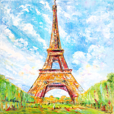 Ζωγραφική με τίτλο "Eiffel Tower. Paris" από Natalia Shchipakina, Αυθεντικά έργα τέχνης, Λάδι Τοποθετήθηκε στο Ξύλινο φορείο…