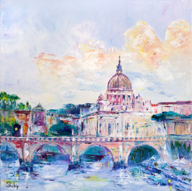 Painting titled "Roman Holiday" by Natalia Shchipakina, Original Artwork, Oil Mounted on Wood Stretcher frame