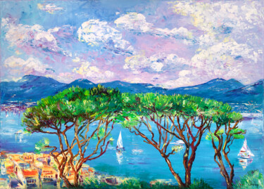 제목이 "French Riviera"인 미술작품 Natalia Shchipakina로, 원작, 기름 나무 들것 프레임에 장착됨