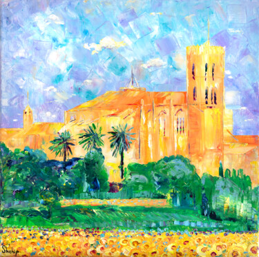 Painting titled "Santa Maria Basilic…" by Natalia Shchipakina, Original Artwork, Oil Mounted on Wood Stretcher frame