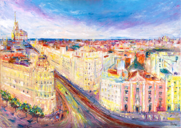 Painting titled "Madrid" by Natalia Shchipakina, Original Artwork, Oil Mounted on Wood Stretcher frame