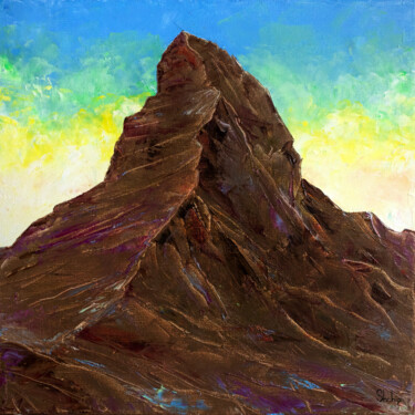 Painting titled "Chocolate Matterhorn" by Natalia Shchipakina, Original Artwork, Oil Mounted on Wood Stretcher frame