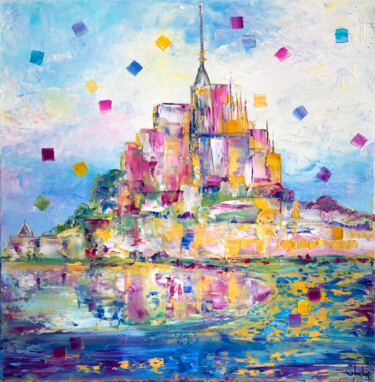 Картина под названием "Mont-Saint-Michel" - Natalia Shchipakina, Подлинное произведение искусства, Масло Установлен на Дерев…