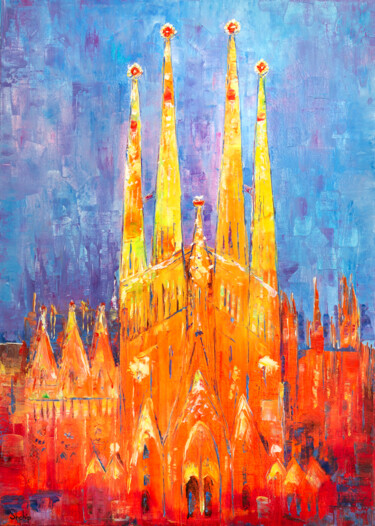 绘画 标题为“Sagrada Familia. Be…” 由Natalia Shchipakina, 原创艺术品, 油 安装在木质担架架上