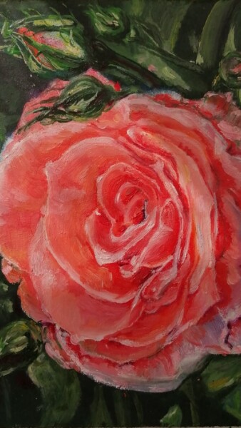 Painting titled "juicy rose" by Natalia Shevkunova, Original Artwork, Oil