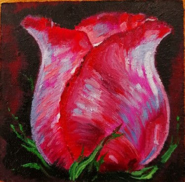 Painting titled "Refined Rose" by Natalia Shevkunova, Original Artwork, Oil