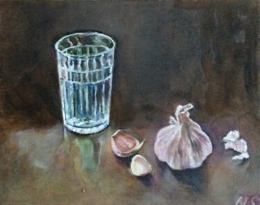 Painting titled "Still Life with Gar…" by Natalia Simonyan, Original Artwork, Oil Mounted on Wood Stretcher frame