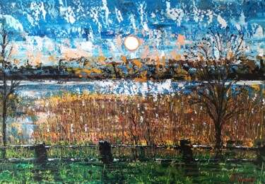 Painting titled ""English sunset"" by Natalia Toderica, Original Artwork, Acrylic