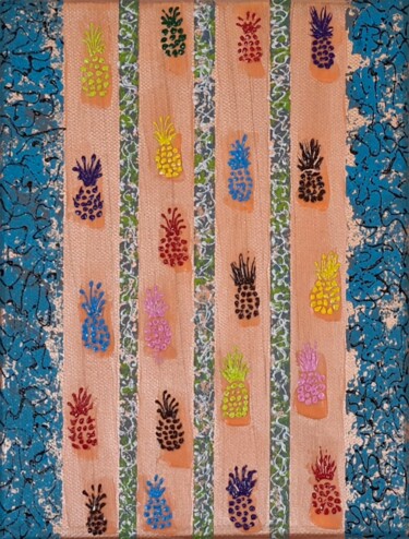 Pintura intitulada ""Neon pineapples"" por Natalia Toderica, Obras de arte originais, Acrílico