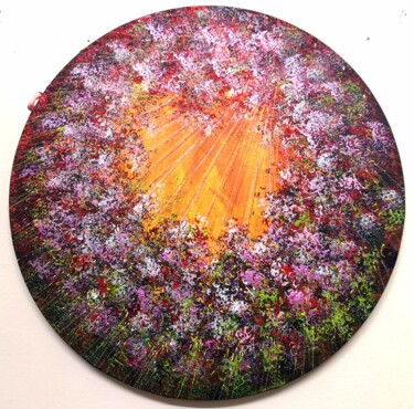 Painting titled ""The flowers rise t…" by Natalia Toderica, Original Artwork, Acrylic