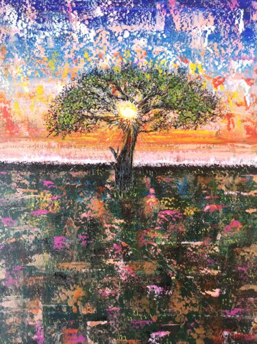 Painting titled ""Sunset in Africa 2"" by Natalia Toderica, Original Artwork, Acrylic