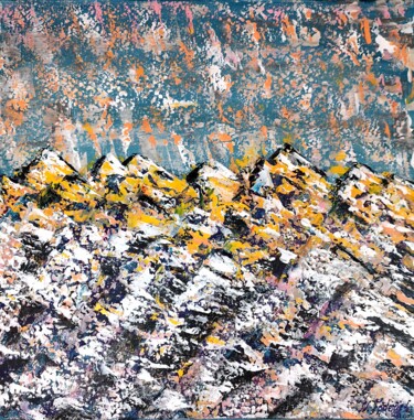Pintura intitulada ""The Alps at Sunris…" por Natalia Toderica, Obras de arte originais, Acrílico