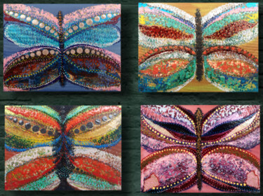 Painting titled "Set "Butterflies" -…" by Natalia Toderica, Original Artwork, Acrylic